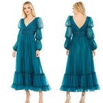 Mac Duggal  68254 Romantic Teal Ruffle Gathered Tiered Tulle Dress NWT 10 $498 Photo 0