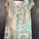 Peach Love California  Turquoise Snakeskin Print Dress‎ Size Small Photo 0
