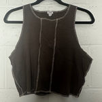Garage Brown Ribbed Lettuce Hem Cropped Tank Top TG XL Photo 0