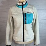 Adidas Neo Fuzzy teddy bear fleece jacket white/blue size XSmall US womens Photo 0
