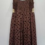 Pura Vida Taupe w Cream Trim Triangle Cutout Eyelet Plunging V Neck Mini Dress Photo 5