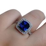 14K 14KT Karat Blue Sapphire White Gold Women’s Ring Sz 6.75 Photo 8