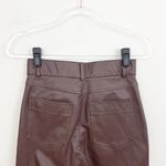 ZARA Brown Faux Leather Split Hem Trousers Photo 7