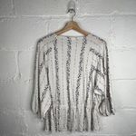 Eyeshadow Women's White Floral Crewneck 3/4 Sleeve Peplum Top Size Large Photo 2