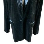 Intempo Black Velvet Blazer XL Crushed Single Button Party Goth Retro Grunge Photo 1