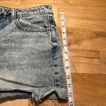 Hidden Button Up Light Wash Cut Off Jean Shorts Blue Size L Photo 9