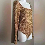 Sofia Jeans by Sofia Vergara Women's Long Sleeve Printed Bodysuit (449) Brown Size L Photo 5