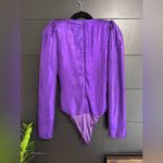ZARA  Shimmer Metallic Purple Long Sleeve Bodysuit Disco Top NWT Sz XS Photo 2