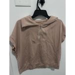 Short Sleeve Quarter Zip Hoodie Casual Athleisure Tan XL Photo 2