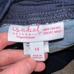 Isabel Maternity  Medium Wash Crossover Panel Denim Midi Shorts women's size 14 Photo 2