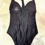 EXPRESS  Swim Black Deep V T Back Side Caged One Piece Swimsuit Size Small Photo 2