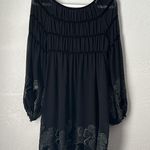 Max Studio MSSP Size M Black Shift Dress With Metallic and Velvet Floral Design Photo 1