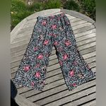 Cynthia Rowley Floral Wide Leg Palazzo Pants Size Small Black White Whimsy Photo 6