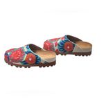 Chelsea and Violet  Embroidered Platform Cleo Clogs Colorful Floral Slides Size 8M Photo 4