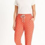 Liz Claiborne Coral Foulard Print Drawstring Crop Pants Lounge Casual Large Boho Photo 0