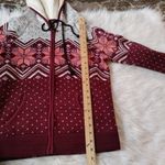 American Eagle  Size Medium M Maroon Zipper Sweater AE Sherpa Hood Lined Comfy Photo 3