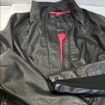 Black Faux Leather Jacket with Pink Lining Size L Photo 1