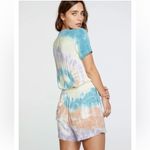 Chaser  HEIRLOOM WOVENS SHORT SLEEVE BUTTON DOWN ROMPER IN TIE DYE small NWOT Photo 1