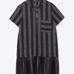 ZARA woven striped pleated dress Photo 2
