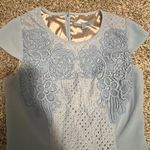 Antonio Melani Light Blue Eyelet Lace Cap Sleeve Asymmetric Cocktail Dress Sz 2 Photo 5