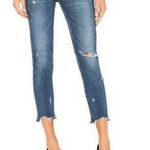 MOUSSY Jeans Glendale Skinny Crop Blue Denim Distressed Raw Hem Size 25 ($340) Photo 0