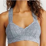 Free People NWT  Intimates Galloon Lace RacerBack Bra Graphite Gray, Small Photo 0