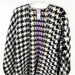 Chico's CHICO’S Black And White Houndstooth Multicolored Accent Panel Fringe Poncho Photo 5