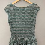 Max Studio  Dress Smocked Top Striped Lined Green Teal‎ Size Medium Shirred Lined Photo 5