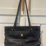 Etienne Aigner Black Leather Tote Bag Gold VTG purse Shoulder Bag Top Handle Photo 0