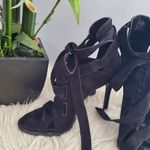 Nine West INESELLA Black Peep Toe Tie Up Pumps Size 6M Photo 3