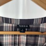 Torrid  Plaid Button-Front Crop‎ Babydoll Blouse in Grey Pink Size 2X Photo 2