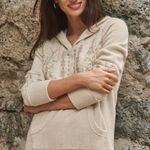 Johnny Was Metallic Thermal Hoodie - LAURA Metallic Cream Size XS Photo 0