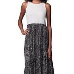 Vera Wang SIMPLY VERA By  Ruffle Bottom Ribbed Top Black White Maxi Dress Size L Photo 1