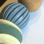 Vintage Neutral Tone Blue & Tan Wood Beaded Boho Chunky Retro Necklace Photo 3