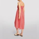 Solid & Striped  Willow Floral Midi Dress Smocked Candy Red Watermelon Large L Photo 3