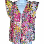 Kate Spade ‎ Floral Dots Burnout Blouse in Pink Multicolor Size XS Photo 0