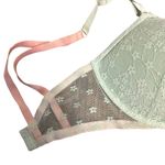 Victoria's Secret Padded Bra 36DDD Green/Pink Floral Lace Wireless Coquette Chic Photo 5