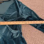 EXPRESS Dress Womens Large Blue Crushed Velvet Surplice Fit & Flare Long Slv Photo 6