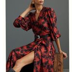 Anthropologie Abstract Wrap Midi Dress Size M Photo 2