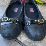 Munro  American Josie Black Crosshatch Shimmer Suede Buckle Ballet Flats  Size 7 Photo 2