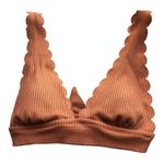 Aerie  Waffle Scalloped Tie Longline Triangle Bikini Top Canyon Creek Extra Small Photo 4