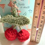 Handmade  Crochet Cherry Keychain | Cute Fruit Bag Charm | NWT Photo 2