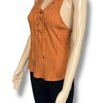 Free People  Womens Little Gingy Tank Top Lace V Neck Bodice Rust Orange Small Photo 4