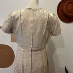 Vintage Handmade 1960s Cream Tapestry Bow Detail Short Sleeve Knee Length Dress Pink Size M Photo 5