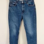 ZARA  Medium Blue Wash Raw Hem Straight Leg Jeans Size 10 Cotton Photo 0