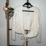 Lulus Long Sleeve Fuzzy Open Tie Front Cardigan White Size X Small Photo 2