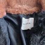 AINEA Italian black faux fur coat with contrast trim Photo 7