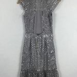 Saylor Silver Illusion Netted Sequin Sheath Knee Length Dress Small Photo 14