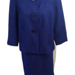 Vintage Isabella Skirt Suit Jacket Size 12 Career Church Blue Pencil Lined Photo 0