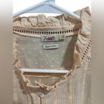 Faherty  Womens Willa Blouse Vanilla Cream Light Peach Organic Cotton Size Large Photo 5